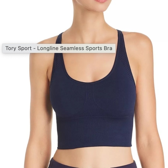 Tory Sport Tory Burch Racerback Longline Sports Bra Black w/ optional Pads XS - Picture 3 of 10